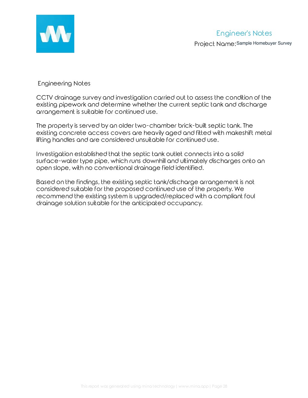 Page 27 of the anonymised Prime Drainage homebuyer drain survey